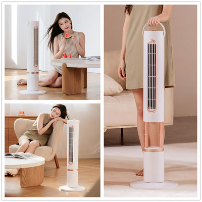 गुणवत्ता  5V Cooling Tower Fan Polymer Battery Oscillating Wide Angle Fan Remote Control कारखाना