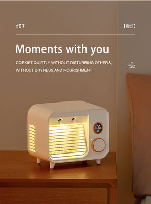 एलईडी नाइट लाइट और मिस्ट स्प्रे के साथ यूएसबी मिनी पोर्टेबल वायरलेस फैन कूलर