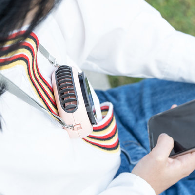 1200mA पोर्टेबल USB फैन नेक लीफलेस बेल्ट हैंगिंग रोप मिनी पोर्टेबल इलेक्ट्रिक फैन