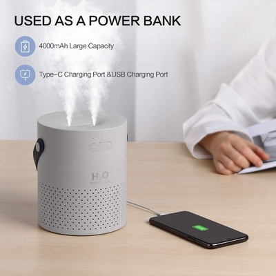 4000mAh बैटरी अल्ट्रासोनिक एयर ह्यूमिडिफ़ायर 1.1L मिनी USB कूल मिस्ट ह्यूमिडिफ़ायर