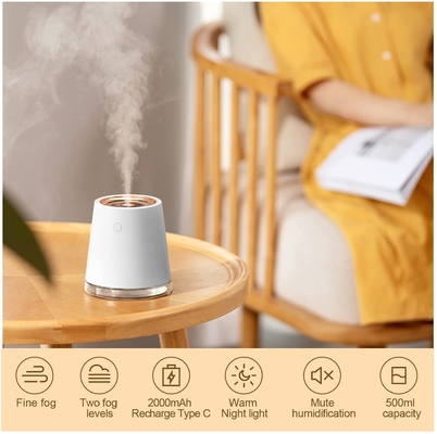 यूएसबी एलईडी मिनी कूल मिस्ट ह्यूमिडिफ़ायर 500ml 2000mah रिचार्जेबल 2 इन 1 ह्यूमिडिफ़ायर